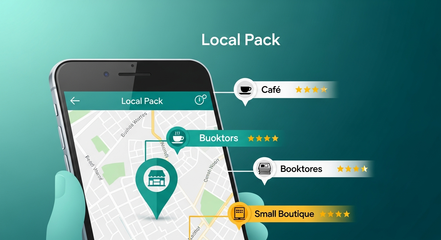 Smartphone showing the Google Maps local pack with top-rated businesses
